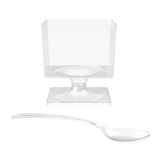 Square Stemmed Mousse Cups With Spoons | 100 Count - Yom Tov Settings